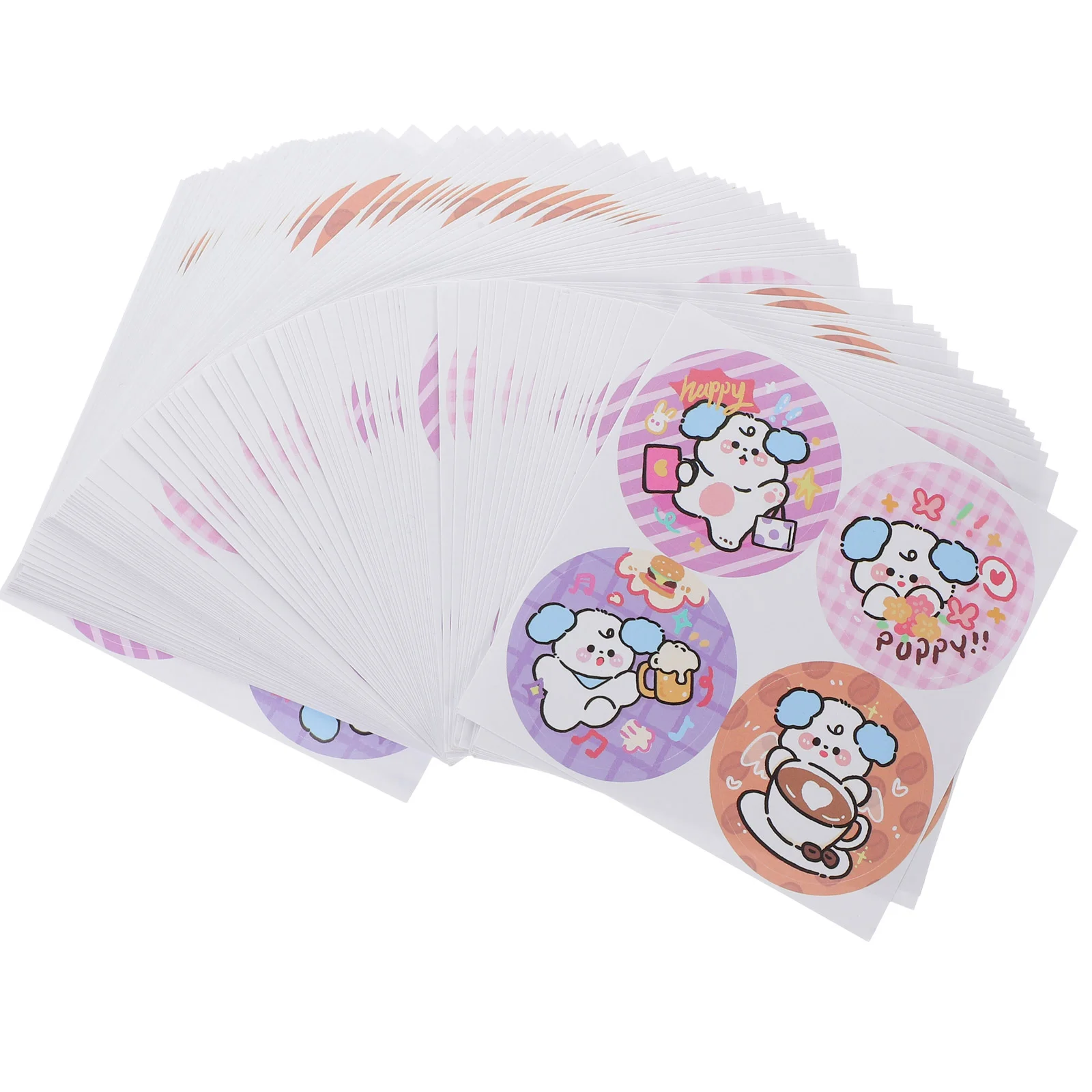 100 Sheets Puppy Stickers Gift for Presents Cartoon Label Dot Classification Self-adhesive Paper Round Labels