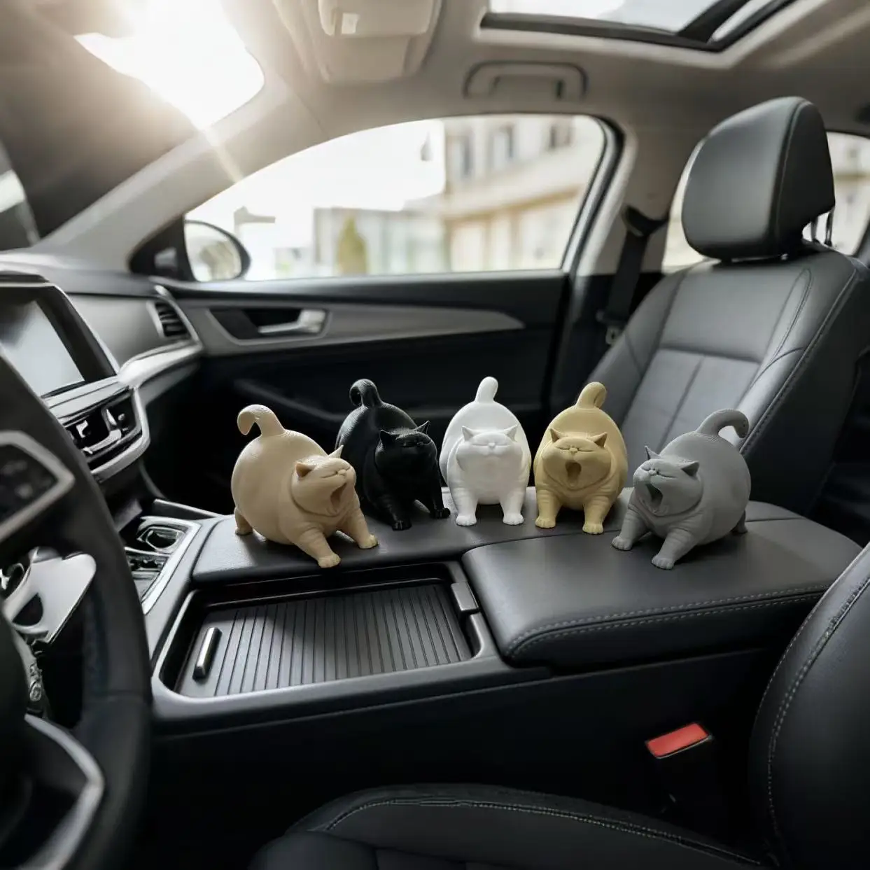 5pcs Yawning cat Car Interior Accessory，Dashboard Decor Ornament，for car decoration，Stress relief for adults