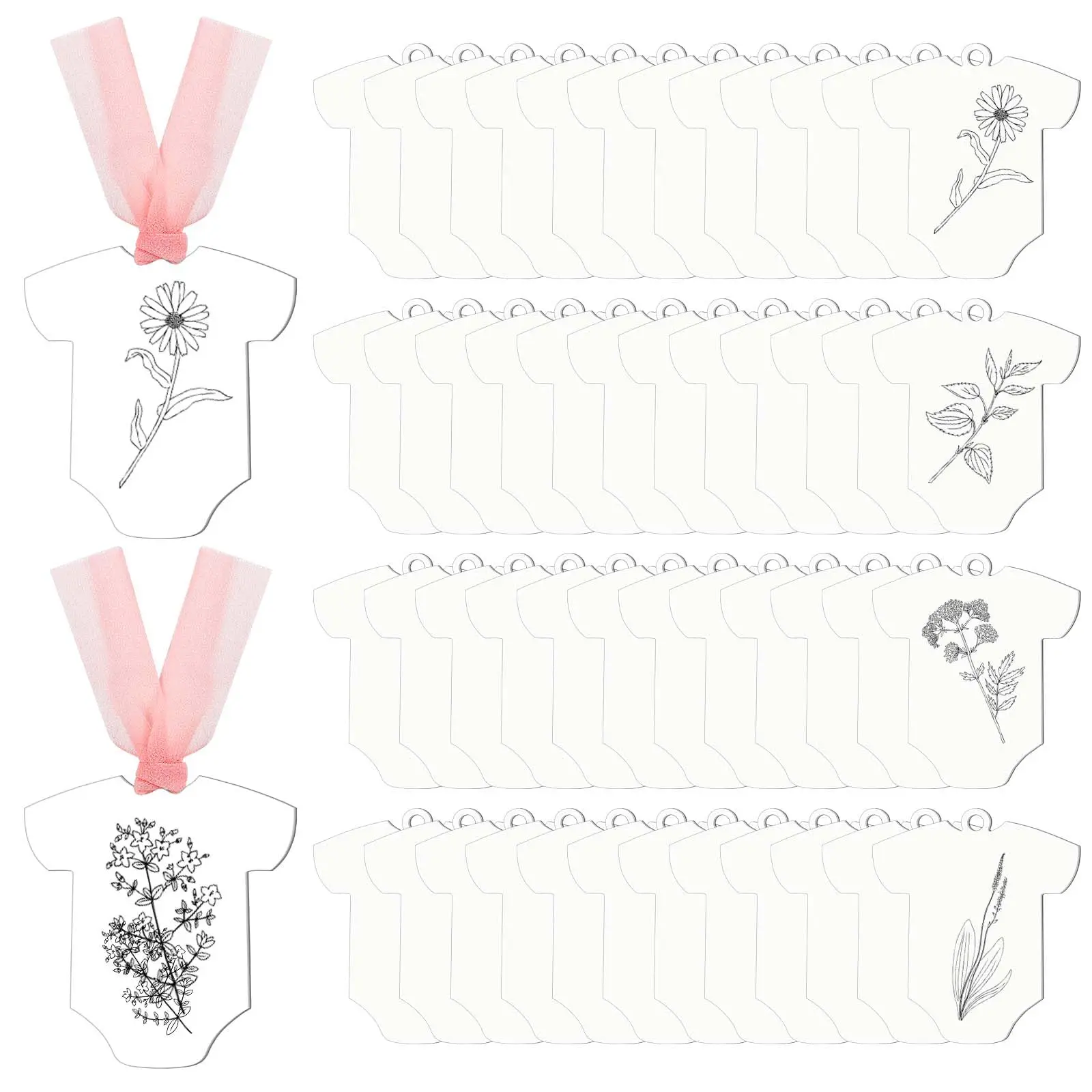 Clear Acrylic Place Cards Blank DIY Bookmark Seating Card Name Tag with Ribbons for Table Setting Baby Shower Wedding Party