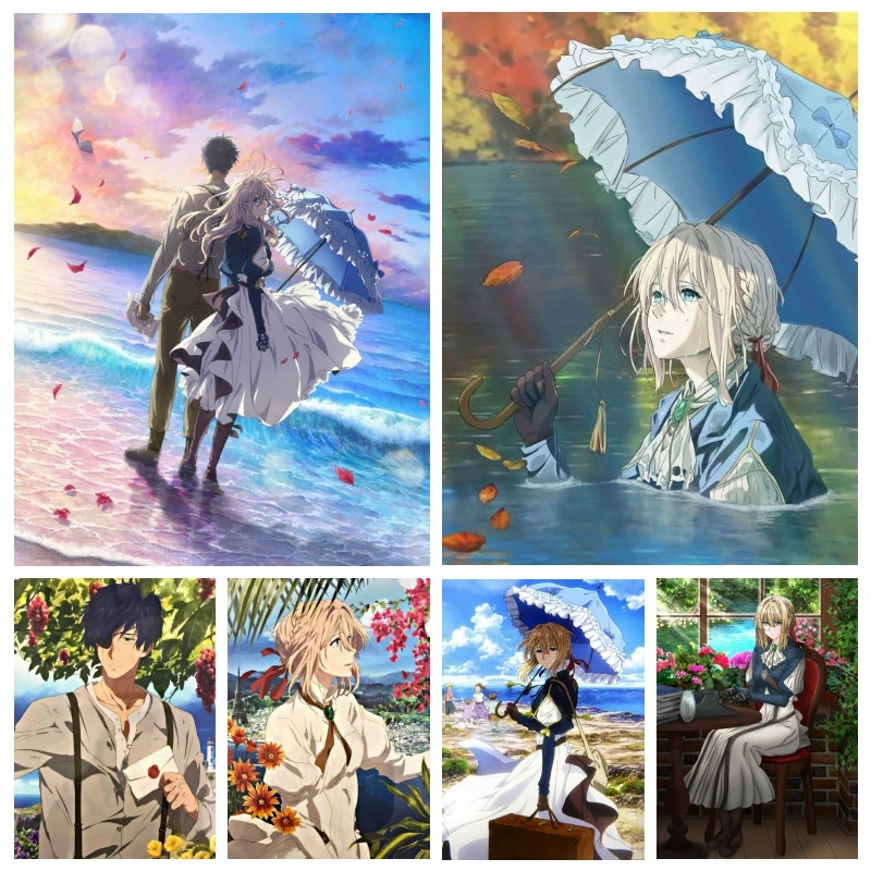 

Violet Evergarden Anime 5d Diamond Painting Full Drills Cartoon Girl In Blue Ocean Landscape Mosaic Cross Stitch Wall Art Decor