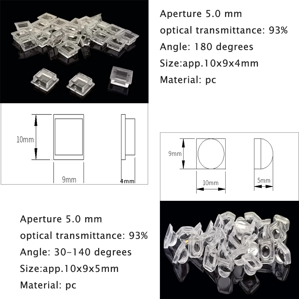 1000PCS 5050 LED Lens 30 60 90 120 140 180 Degree Convex Optical Lens For 5050 SMD WS2812 APA102 WS2811 SK6812 RGB LED stirp