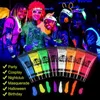 UV Neon Face Body Paint Glow in the Dark Makeup Set Fluorescent Painting for Adults Kids Festivals Party Halloween Christmas 2