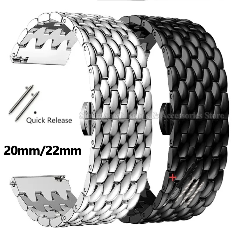 Elegant Stainless Steel Watch Strap with Quick Release Mechanism