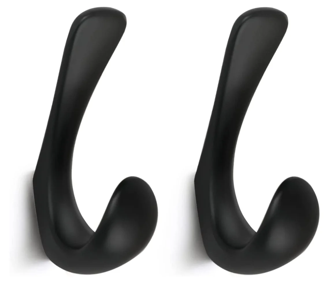 Metaliby2PackTowelHooksforBathroomsWallMountedMatteBlackBathroomHooksforTowels