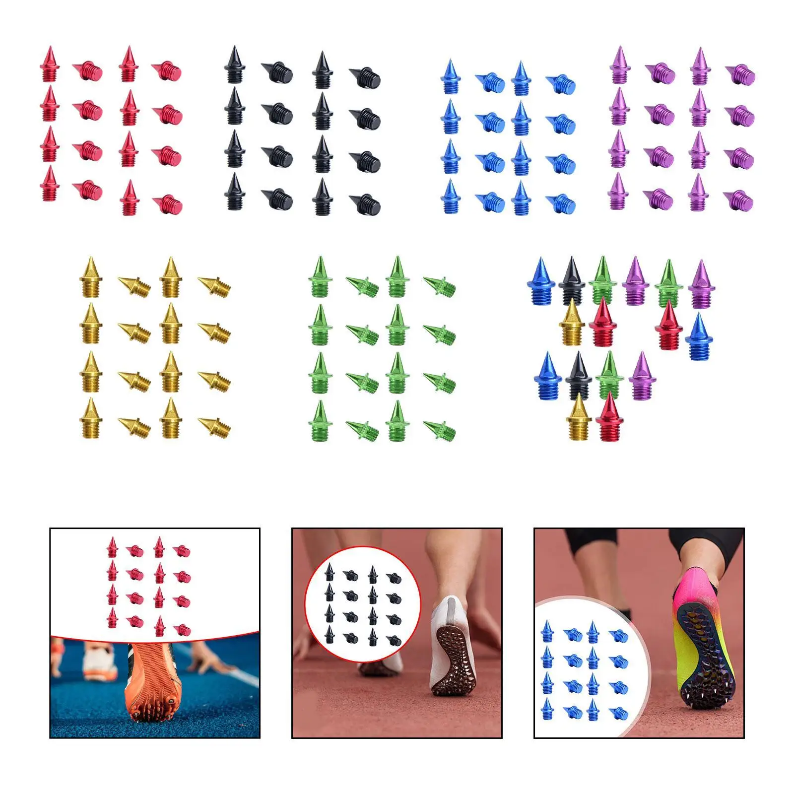 16Pcs Track Spikes Sturdy Metal Track and Field Running Spikes for Trekking Short Distance Running Jogging Competition Sports
