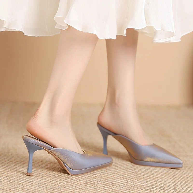 Summer High Heels Sandals Women Metallic Patent Leather Sandals Designer Ladies Slides Gladiator Sandals Shoes Zapatos De Mujer