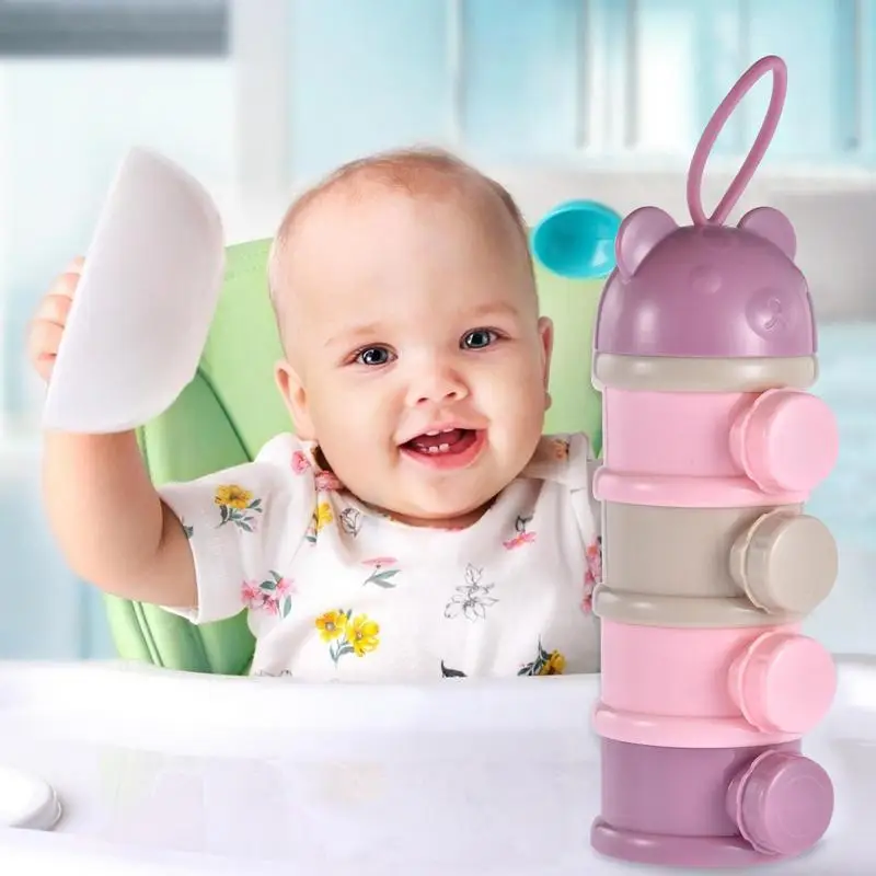 Formula Container To Go Multi-Tier Supplement Container Protein Powder Storage Stackable Tiered Formula Carrier Box For Parents