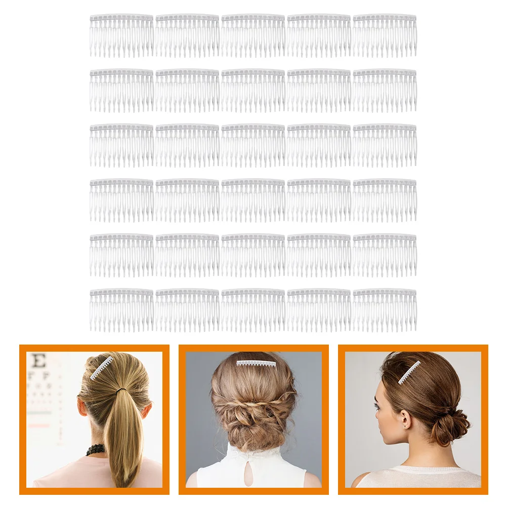 50 Pcs Transparent Plastic Hair Combs For Wedding Veil Headpiece_voghion.com