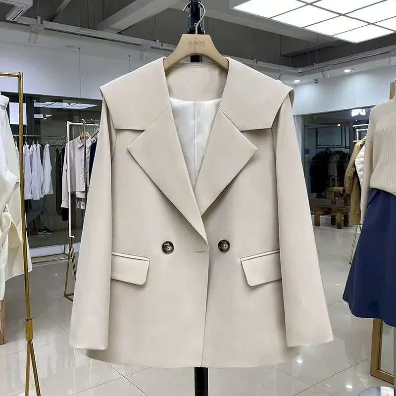 

UNXX Spring Autumn Turndown Collar Suit Jacket Women's Korean Double Breasted Long Sleeve Women Blazers Solid Fashion Full Coat