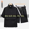 T Shirt Men Suit Shorts Tshirt Set Stripe Bubble Oversize 6XL 7XL 8XL Plus Size Short Sleeve Summer T-shirts Breathable Fashion 1