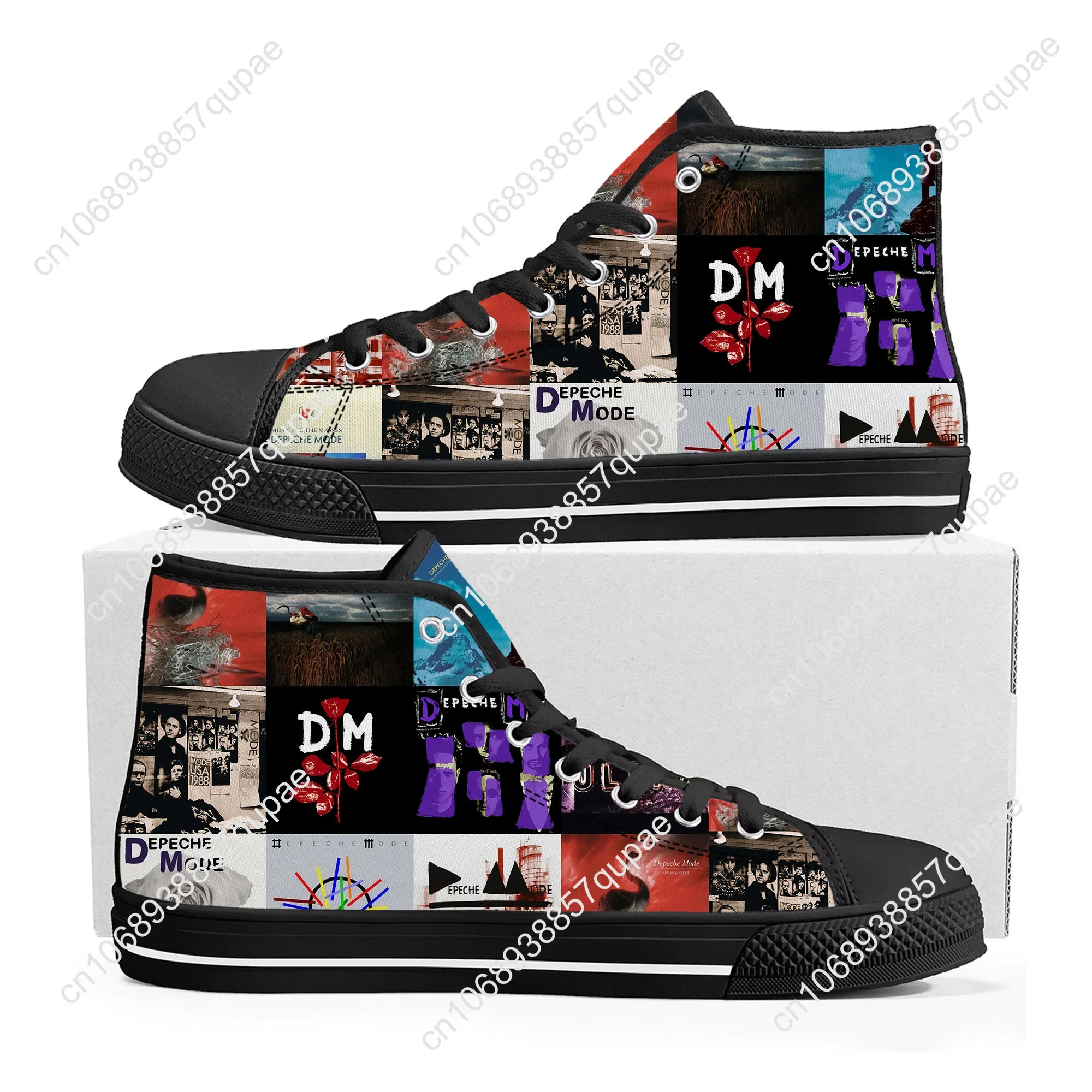 D-Depeche R-Rock Band Mode High Top Sneakers Men Women Teenager High Quality Canvas Sneaker Violator Couple Shoes Custom Shoe