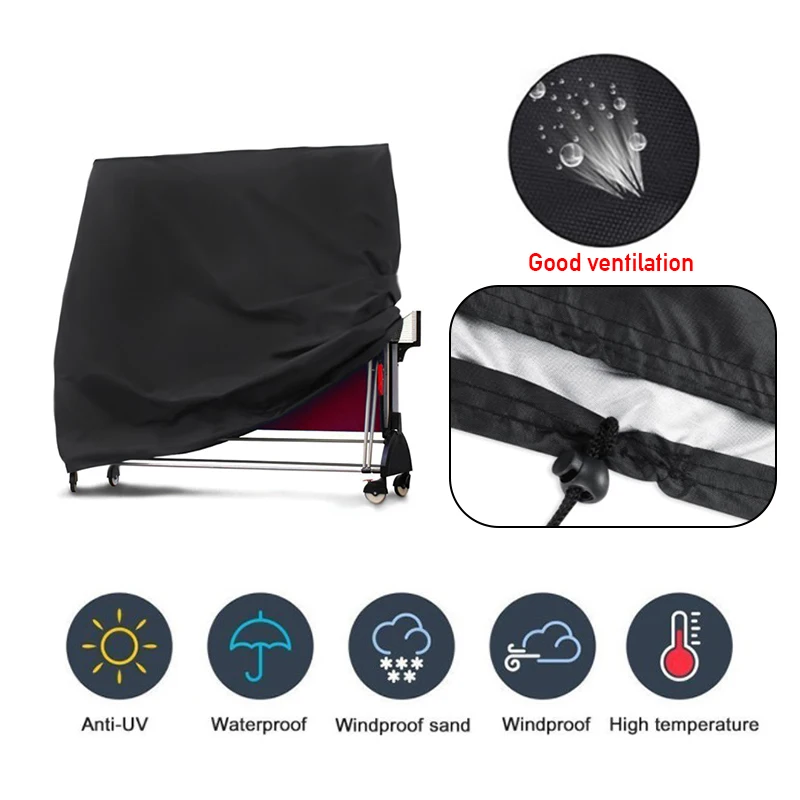 PingPong Table Cover Protection 300D Heavy Duty Waterproof Dust-proof Tennis Table Storage Cover Indoor Outdoor Furniture