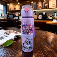 Gobelet à paille 700 ml en plastique, motif dessin animé K-POP Witch Hunt, grande capacité, portable et mignon, pour enfants 2