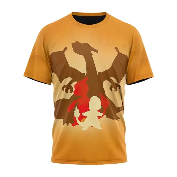 

Pokemon Pikachu Charmander Men's and Women's T-shirts Sports and Leisure Children's Short Sleeves