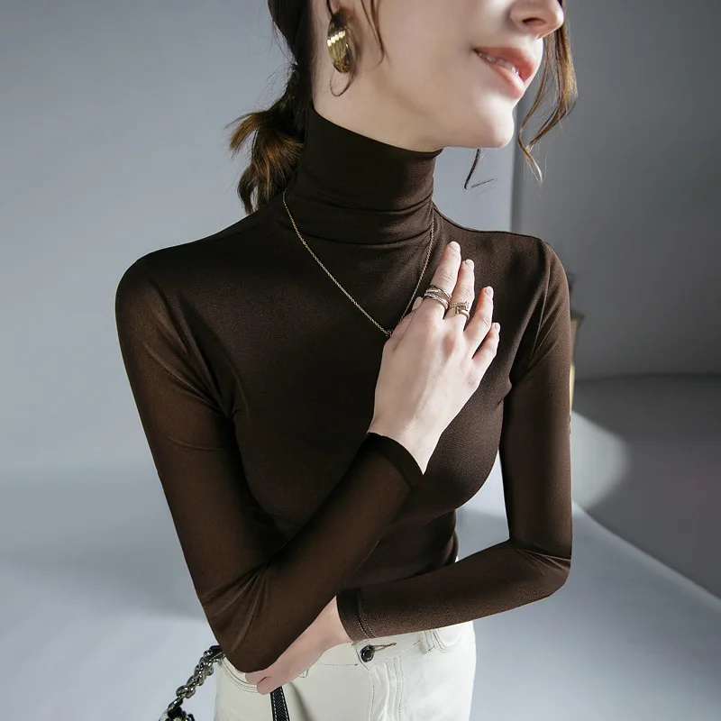 

High Quality 2024 Women Tops Gauze Elastic Force T-shirt Female Clothing Winter Autumn Sexy Crop Top Fashion Clothes Casual Y2k