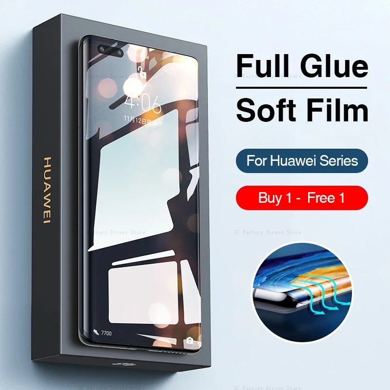 Pellicola Salvaschermo Curva A Colla Completa Per Huawei Mate 40 Pro Mate 30 Pro P40 Pro P30 Pro Hd Pellicola Morbida Trasparente