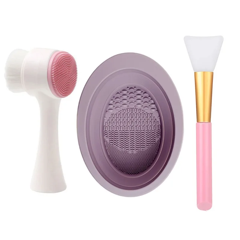3Pcs/Set Facial Cleasing Brush Mask Brush Brush Cleansing Tool Set Women Girls Beauty Makeup Personal Skin Care Kit