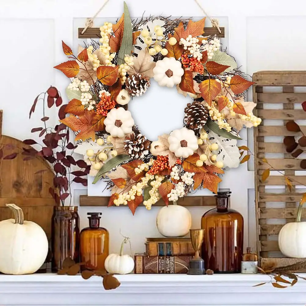 

20 Inch Oversized Artificial Fall Wreath Handmade Indoor Outdoor Thanksgiving Decor For Front Door Outside