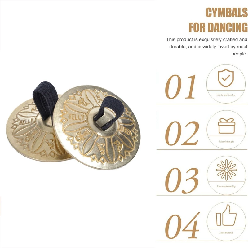 Finger Cymbals, Hand Cymbal Belly Dance Zills With Elastic Band, Percussion Music Instrument For Kids, Adults Easy Install