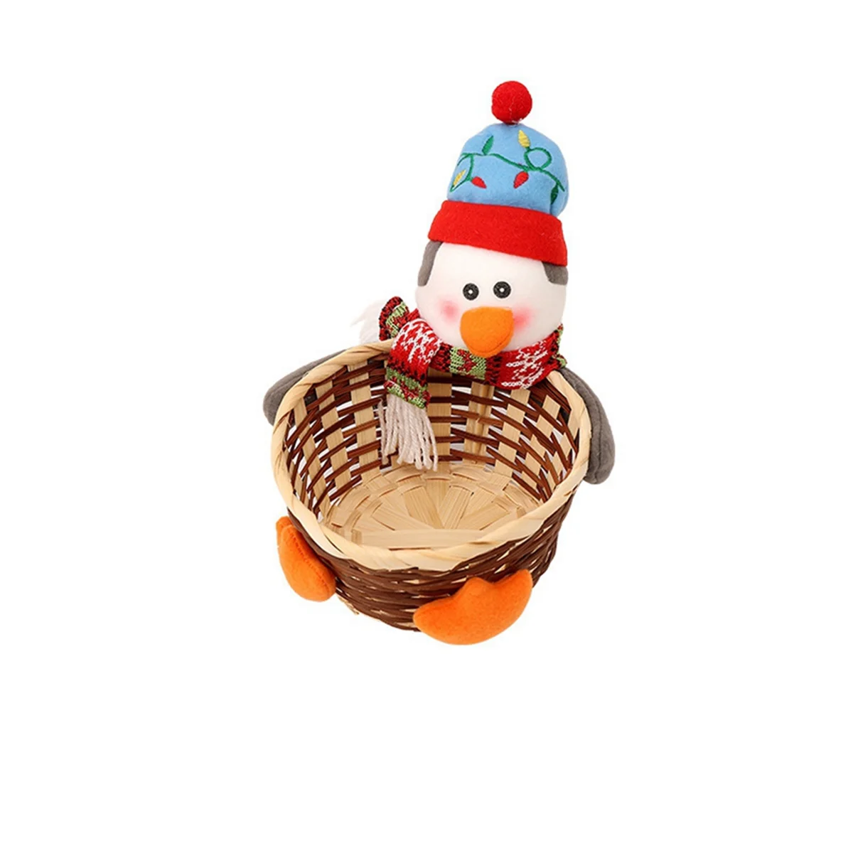 

Merry Christmas Candy Storage Basket Decoration Christmas-Decorations-Santa Snowman-Storage Basket Desktop Candy Box B