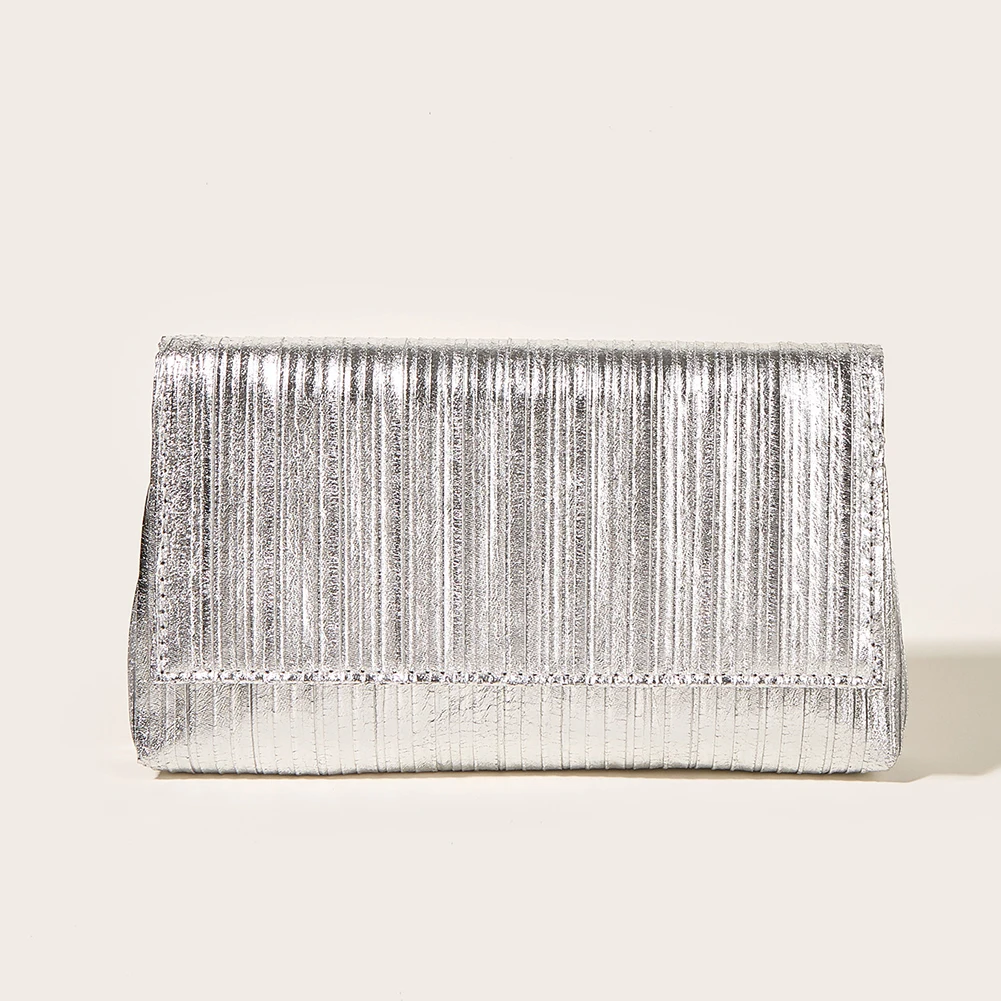 Women Envelope Handbag Flap Metallic PU Shoulder Bag Shiny Crossbody Purse Hobo Bag Wedding Party Bridal Purse