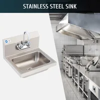 Commercial Stainless  Faucet, Wall Mount Kitchen Sink for Restaurant Bar RV Bathroom Laundry Room (17 x 15 Inches) 2