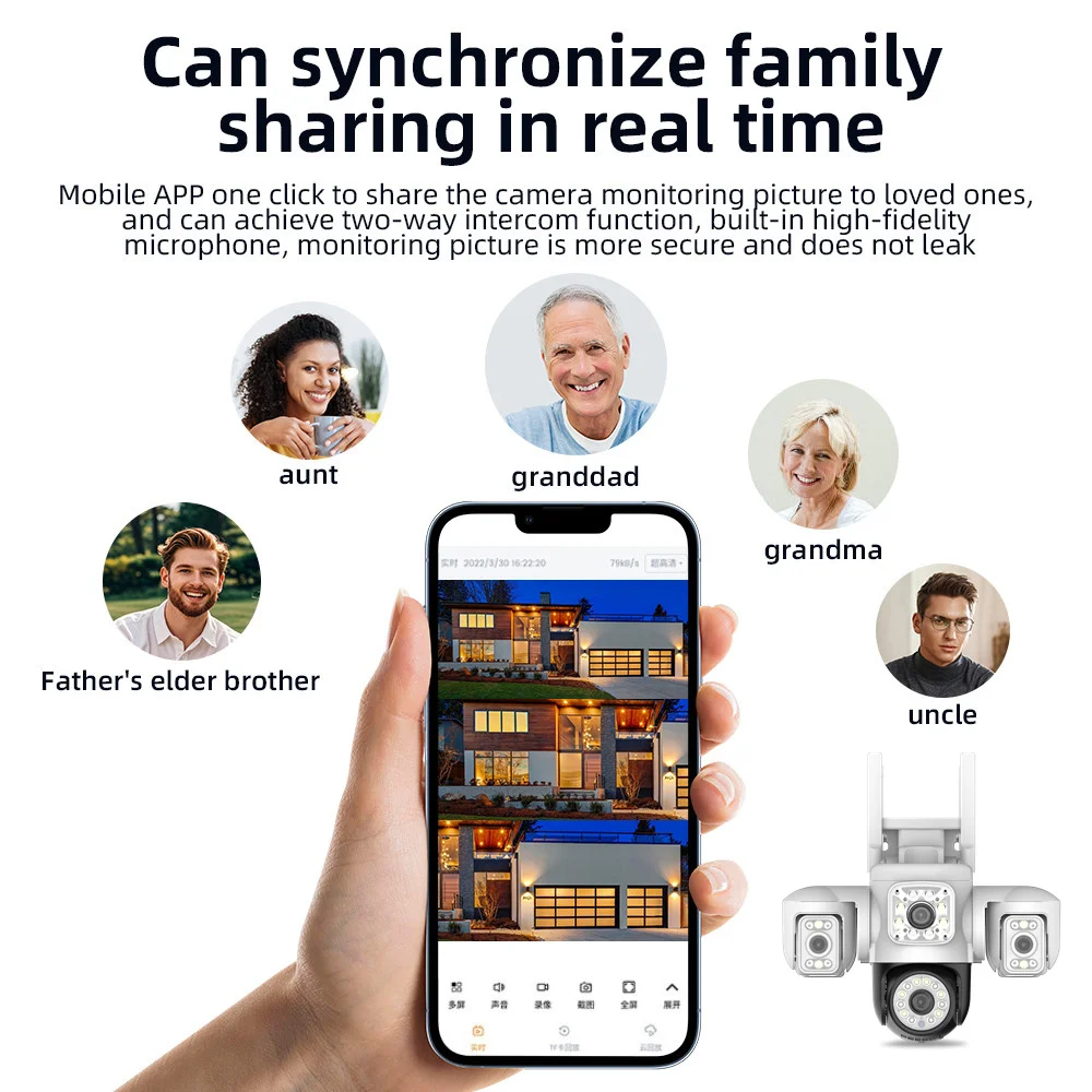 8K 15MP UHD Outdoor WiFi IP Camera Four Len Three Screen 360° 16X Zoom PTZ Security Cam Auto Tracking CCTV Wireless Surveillance 5
