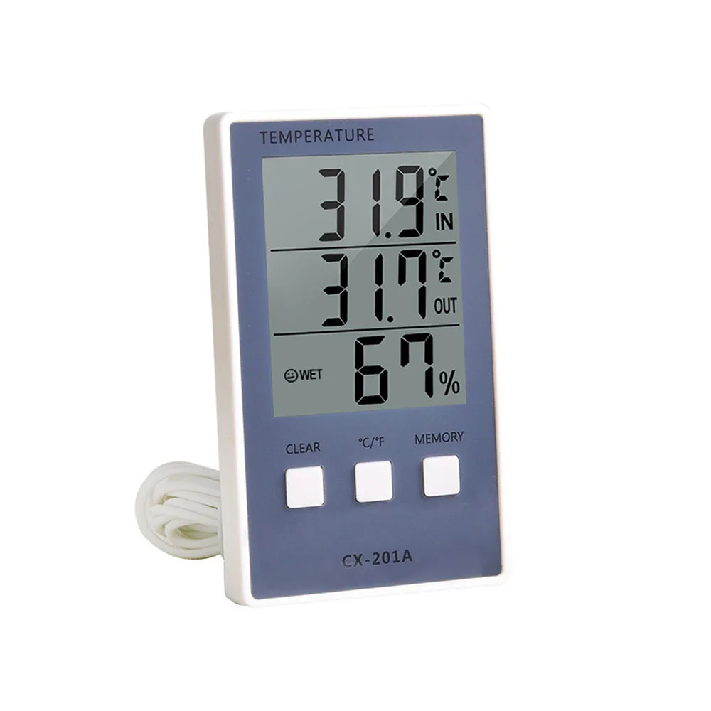 

Digital LCD Thermometer Hygrometer Indoor Outdoor Temperature Humidity Meter C/F Display Sensor Probe Weather Station CX-201A