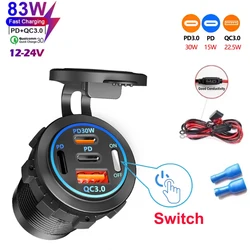High - Speed Waterproof 4 - Port USB Car Charger with Voltmeter (4 Ports 10A 18AWG B)