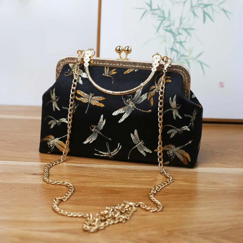 Vintage Fringe Tassel Metal Shell Lock Bags Mother Gift Bag Chain Women Shoulder Crossbody Hand Bags Women's Handbags Purses