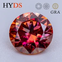 Moissanite Stone Round Cut Watermelon Red Color Lab Created Diamond Gemstone Beads for DIY Jewelry Making with GRA Certificate 1