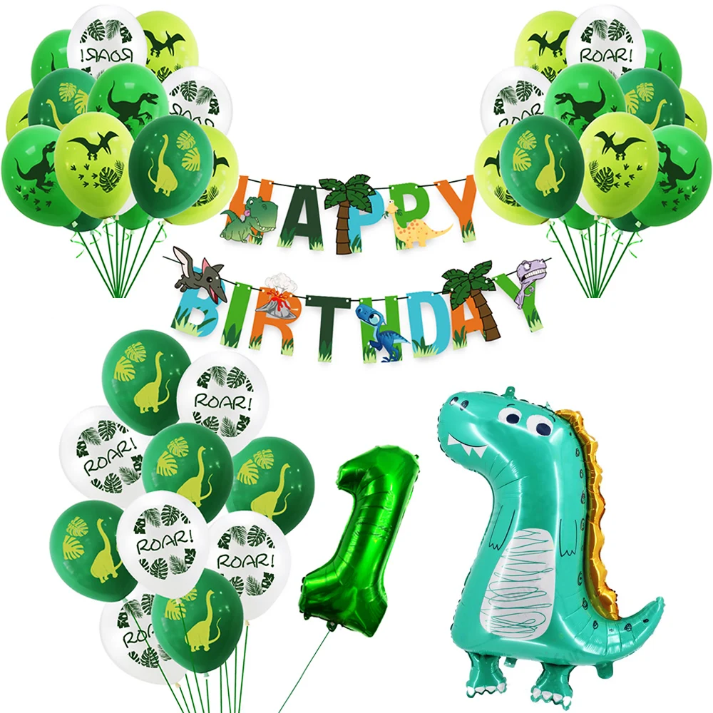 

Dinosaur Birthday Balloon Foil Number Ballons Happy Birthday Banner Kids Baby Shower Wild Animal Jungle Party Decorations Globos