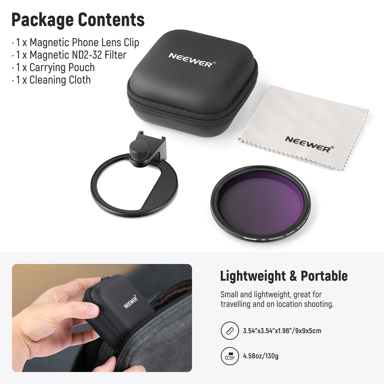 Clip On 67mm ND2-32 Magnetic Phone Lens Filter Kit Phone Clip with Magnetic Adap