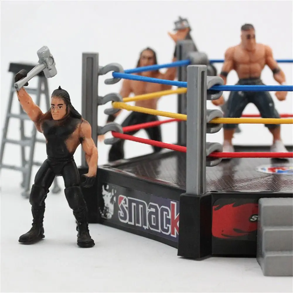 Fighting Station Wrestling Toys Arena Cage Wrestler Athlete Wrestling Figure Action Figures Miniature Toys Gladiator Model Set