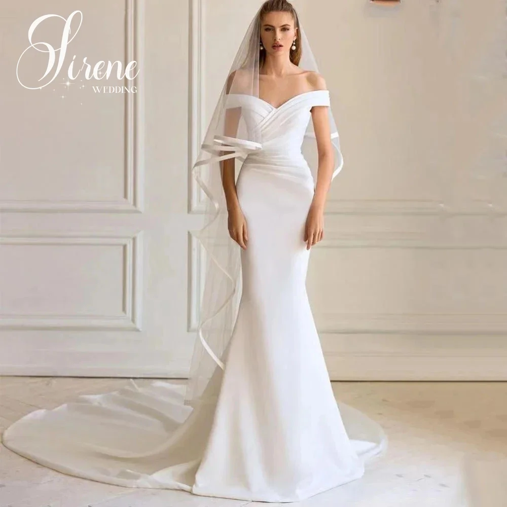 

Sirene Simple White Off The Shoulder Mermaid Stain Wedding Dresses Classic Floor-length Bridal Gown Beach 2024 Vestidos De Novia