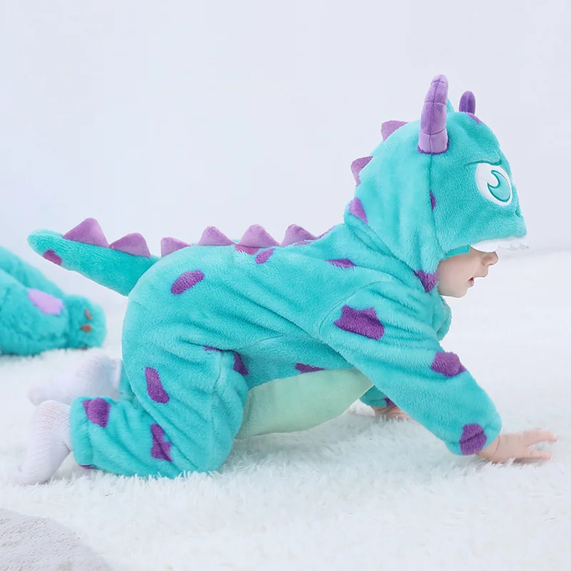 Baby Sully Monster Rompers Boy Girl Clothes 0-3Y Onesies Cute Funny Pajama Children Halloween Suit Cartoon Kigurumis Winter Warm 3