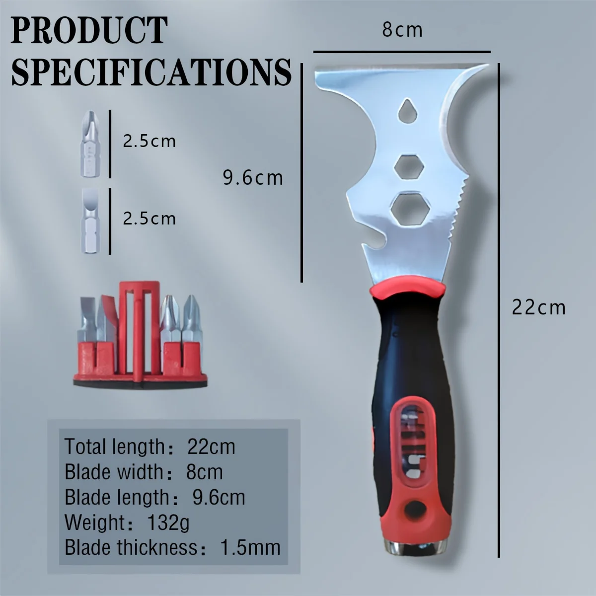 LiTuiLi 16-in-1 Ultimate Multifunction Scraper Tool for Plaster Putty Metal