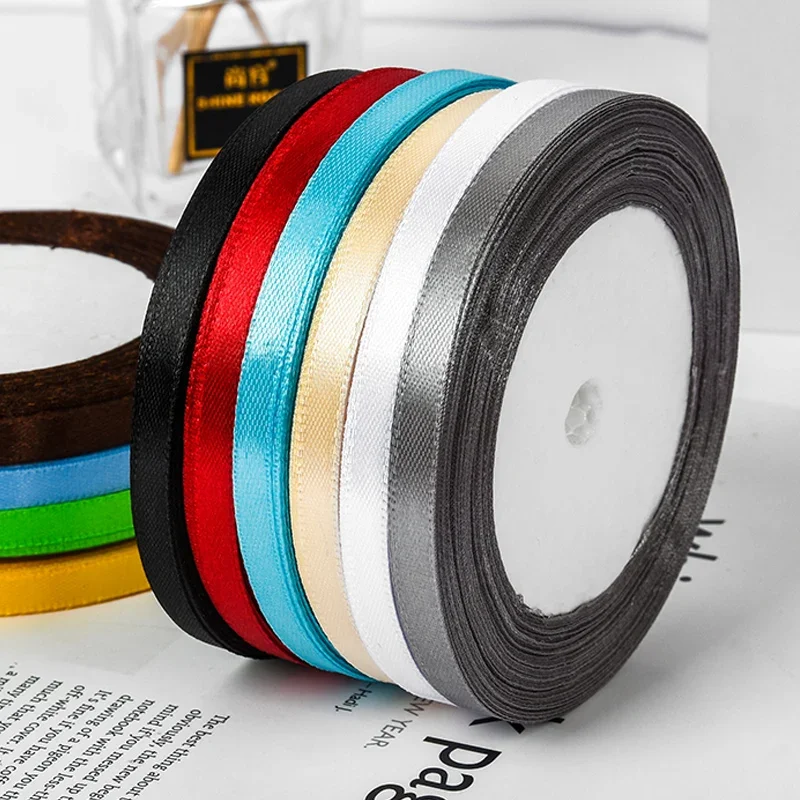 Satin Ribbons Ribbon Decoration Ribbon Supplies Wrapping Ribbon Satin Ribbon 25yards/roll 6mm Satin Ribbon DIY Handmade Crafts Material Wedding Birthday Party Gift Box Wrapping Baking Accessories