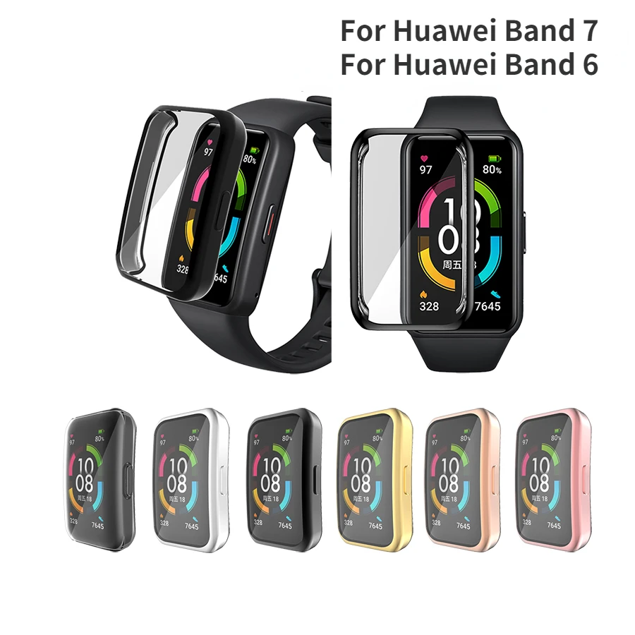 

Мягкий защитный чехол из ТПУ для Huawei Honor Band 7 6, чехол с полной защитой экрана, оболочка, чехлы с Бампером для Huawei Band7 6