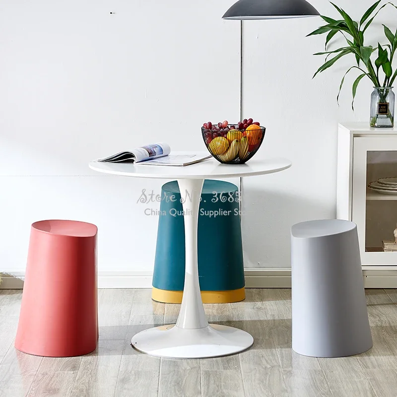 

Quality Nordic Plastic Coffee Table Ottoman Living Room Pouf Side Table Bedside Cube-shape Ins Stool Stackable Storage buckets