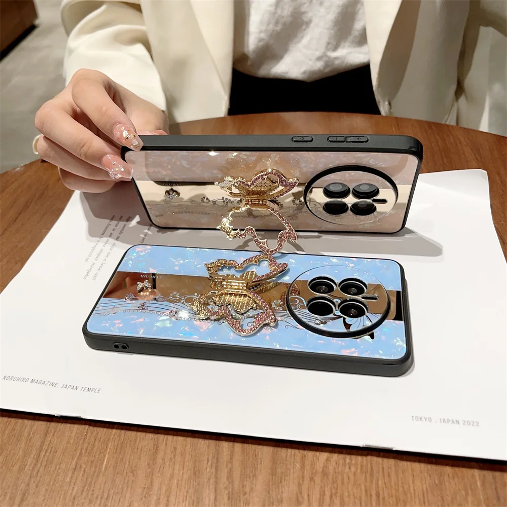 TYBOMB paillettes papillon métal pour Huawei Mate 50 Honor 60 70 Nova 9 Pro antichoc porte-anneau étui brillant_voghion.com