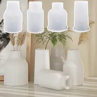 Flower Pot Handmade Silicone 4 Shapes Easy Release DIY Vase Epoxy Resin Mold Non-stick Vase Cement Gypsum Mould Home Supplies 2