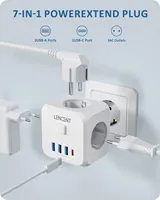 LENCENT Wall Socket Extender with 3 AC Outlets 3 USB Ports And1 Type C 7-in-1 EU Plug Charger On/Off Switch for Home - Image 2