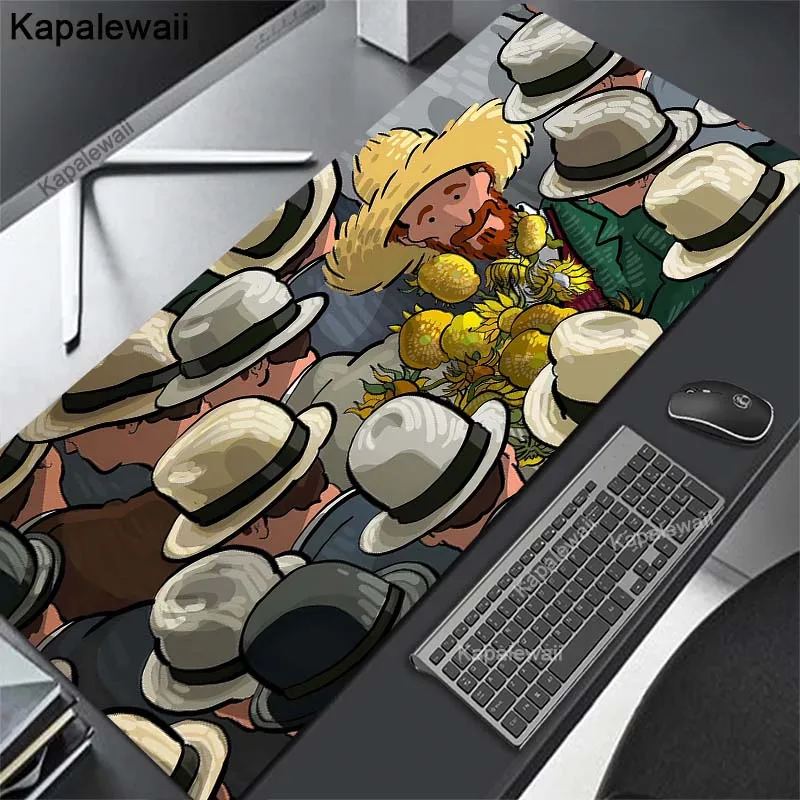 

Anime Van Gogh Mousepad Large Purple Gaming Mouse Pad Gray Deskmat for Gaming Laptop Anti-Slip Mousepad Texture Mat Carpet Mats