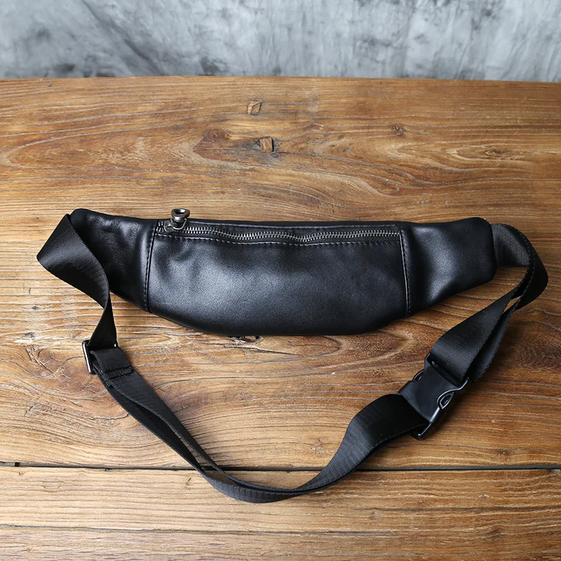 NZPJ Genuine Leather Men's Chest Bag Natural Cowhide Crossbody Bag Multi-functional Outdoor Waist Bag Mobile Phone Bag Men's Bag