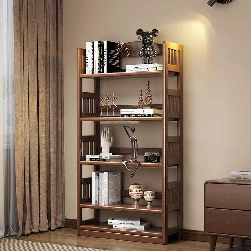 

Full solid wood bookshelf, floor to ceiling living room storage rack, bedroom storage rack, household student simple wall