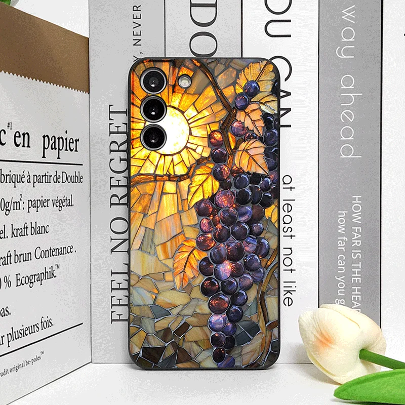 Creative Retro Fruits Marble Texture Printed Soft Phone Case