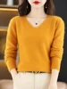 LHZSYY Super Warm 100% Mink Cashmere Women Sweaters V-Neck And Pullovers Winter High Elasticity Soft Tops Casual Basic Jumper 1