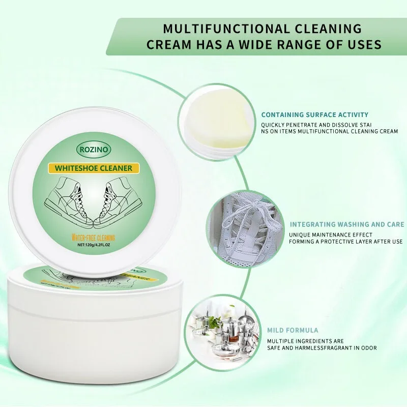 Special cleaning cream for small white shoes with sponge multifunctional decontamination cream Shoe-shining artifact to stain th shoe cleaning balm cleaning cream