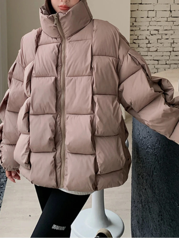 Women\'s Jackets New in Fashionable Solid Color Stand Collar Coats Elegant Korean Version Commuting Warm Parkas Women\'s Clothing